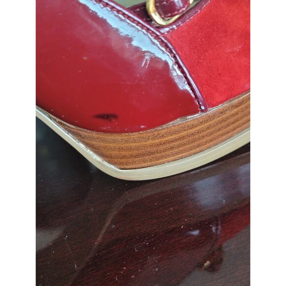 Guess By Marciano High Heels Red Suede Leather Peep Toe Women's US 6.5M - Picture 8 of 11